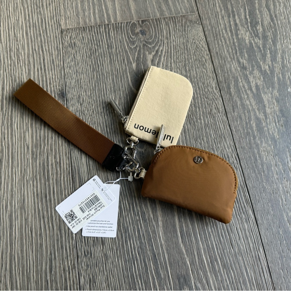 Lululemon Dual Pouch Wristlet in Trench / Burnt Caramel / Black